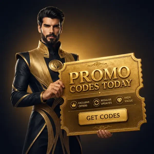 SpinSahara Promo-Code-Gutschein gehalten von königlichem Emir in goldenem Glanz