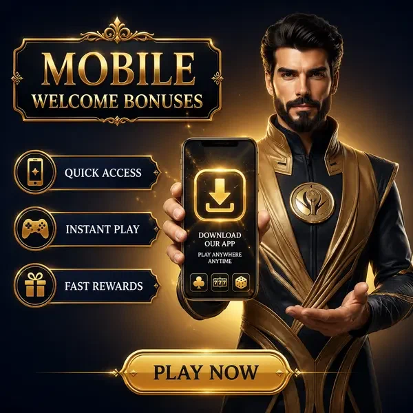 VIP-Spieler präsentiert Mobile Welcome Bonuses und In-App-Kasse der mobilen App mit goldenem Glanz