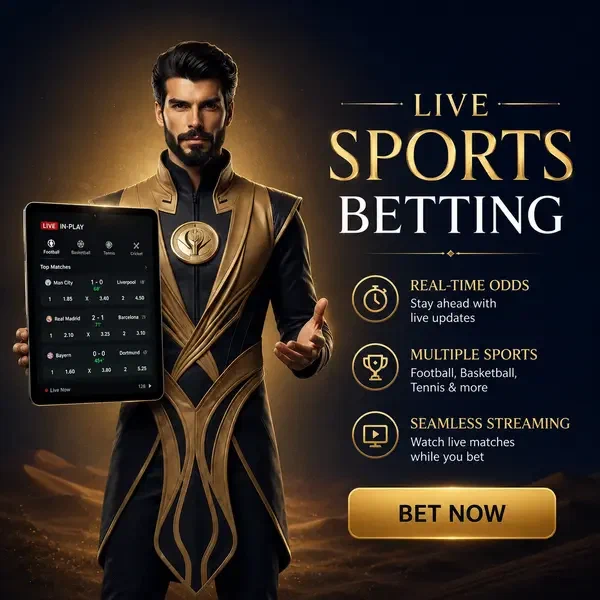 Der Emir analysiert Sportwetten-Quoten auf Tablet unter sternenklarem Wüstenhimmel